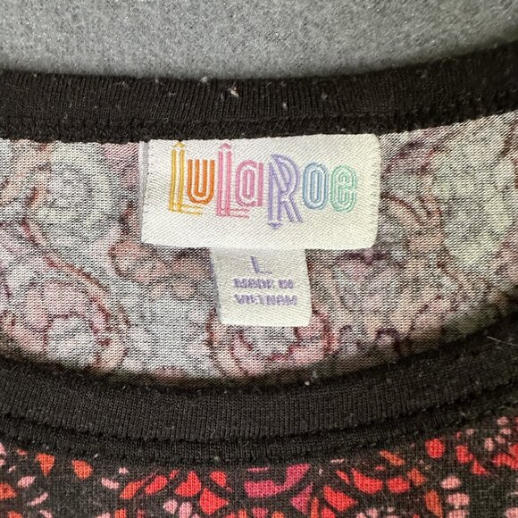 LuLaRoe Randy Shirt Womens Lrg Black Red Raglan Floral Baseball Tee Stretch Top - Picture 4 of 7